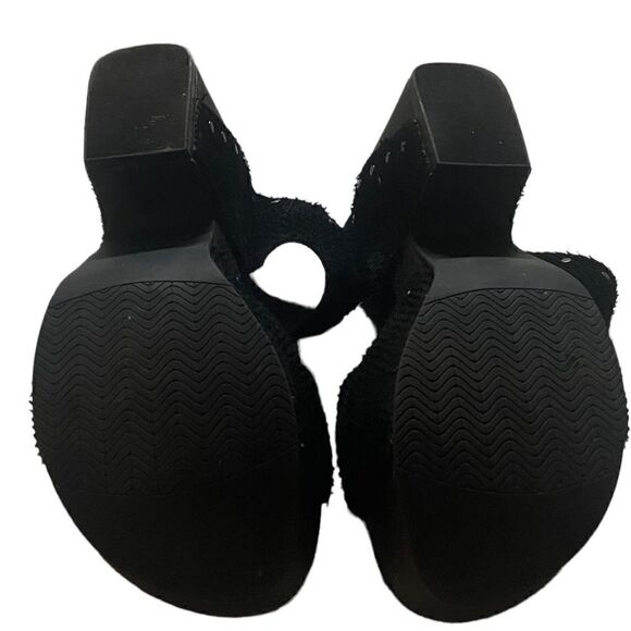 Naked Feet Black Studded Beslow Leather Platform Sandal Size 6.5 - Picture 7 of 11